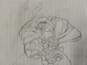 1character, angry, drawing, front view, omega red, open mouth, paper, pencil drawing, traditional media, marvel