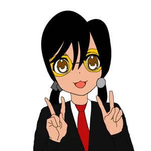 1character, anime, anime girl, big eyes, black hair, black suit, brown eyes, clothes, female, front view