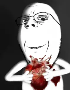 gapejak, wholesome soyjak, arms, bald, black eyes, bleeding, bleeding wound, blood, cleavage, drawn background