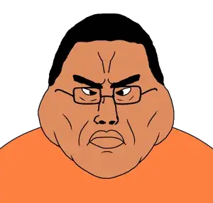 squidward tentacles, chudjak, disgusting trevorcreature, disgusting chudcreature, chuddified soyjaks, fusionjaks, angry, bald, big lips, black hair