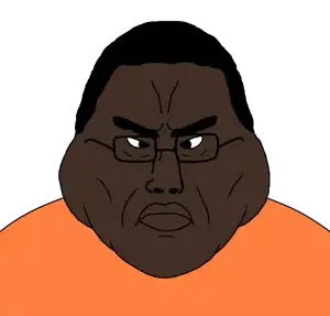 squidward tentacles, chudjak, disgusting trevorcreature, disgusting chudcreature, chuddified soyjaks, fusionjaks, angry, bald, big lips, black hair