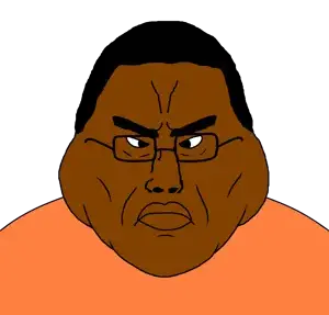 squidward tentacles, chudjak, disgusting trevorcreature, disgusting chudcreature, chuddified soyjaks, fusionjaks, angry, bald, big lips, black hair