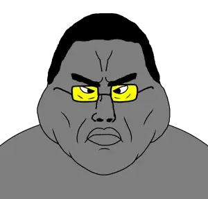 squidward tentacles, chudjak, disgusting trevorcreature, disgusting chudcreature, chuddified soyjaks, fusionjaks, angry, bald, big lips, black hair