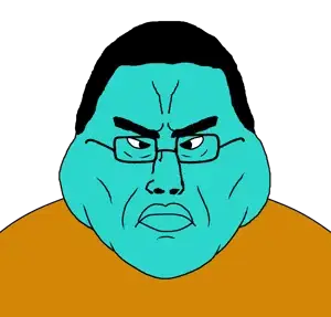 squidward tentacles, chudjak, disgusting trevorcreature, disgusting chudcreature, chuddified soyjaks, fusionjaks, angry, bald, big lips, black hair
