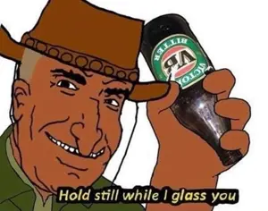australian shitposter, 1nas, alcohol, anti aliased, australia, australian, beer, black eyes, bottle, brown skin