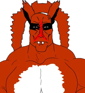 ubersquirrelbeast, chudjak, chudjak front, muscular chud, perceptive chud, perceptive chud front, squirreljak, 1soyjak, animal, black eyes