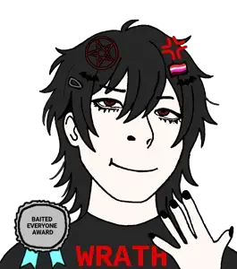 cobson, pawbson, 💢, 1soyjak, anger mark, annoyed, baited everyone award, black hair, closed mouth, goth