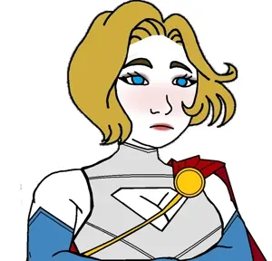 doomer girl wojak, power girl, wojak, blonde hair, blue eyes, clothes, dc comics, hair, superhero, uncolored skin