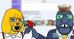 markiplier soyjak, soyak, grinlook poggers, soyak (crying), 2soyjaks, admin, angry, animal ear, bald, black background