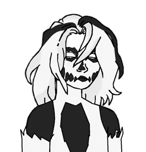 silver banshee, wojak, black skin, closed mouth, elbow gloves, female, ghost, glove, gloves, hair