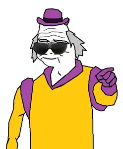 mister mxyzptlk, wojak, balding, boomer, closed mouth, front view, glasses, gray hair, half body, looking at you