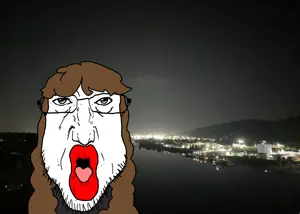 coinjak, slurpjak, broiler, 1soyjak, andrew fosgate, black eyes, brown hair, charlotte fosgate, curly hair, front view