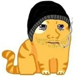 doomer wojak, wojak, animal, cat, cigar, closed mouth, clothes, doomer, full body, hat