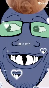 saltmii, markiplier soyjak, oh my god she is so attractive, 1soyjak, almost full body, bald, blue skin, capcut, capcut template, chubby