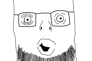 unknown, useful soys, 1soyjak, bald, black eyes, creepy, fat, front view, glasses, insane