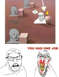 npc wojak, wojak, feraljak, feraljak (concerned), feralrage, your iq, bell curve, chart, clenched teeth, concerned