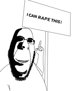 abortion lover, cobson, hornyson, rapeson, 1soyjak, bald, biting lip, black eyes, distorted, fat
