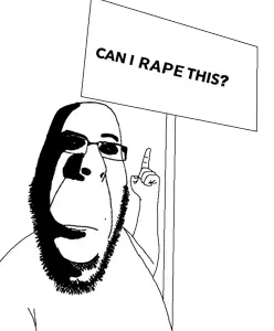 abortion lover, cobson, hornyson, rapeson, 1soyjak, bald, black eyes, confused, distorted, eyebrow raise