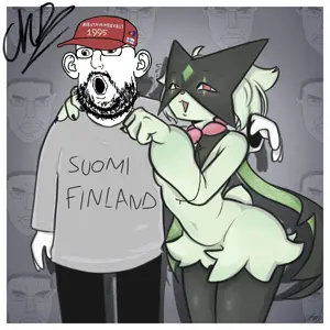 dino, meowscarada, chudjak, norwegian, pol face, animal, ayo diddyjlijani, bald, black eyes, black hair