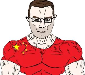 chudjak, chudjak front, muscular chud, arm, brown eyes, brown hair, buff, china, chud, closed mouth