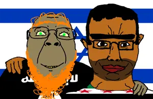 bernd, chudjak, chudjak front, chud troon alliance, trios & duos, 2soyjaks, beard, black hair, black skin, brown eyes