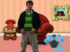 bane, 2nas, animal, baneposting, barn, blue skin, blue's clues, brown hair, cartoon, chair