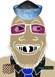 markiplier soyjak, grinlook poggers, admin, bowl, chud ## admin, clothes, coal, coal bowl, down, evil