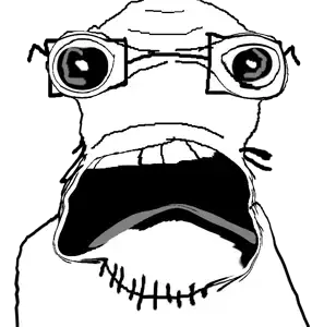 pastajak, unknown, doctos, 1soyjak, bald, big eyes, black eyes, deformed, front view, glasses