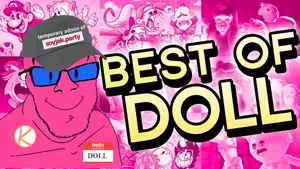 feraljak, best of namefags, 1soyjak, black eyes, blue glasses, closed mouth, covered eyes, glasses, looking at you, pink background