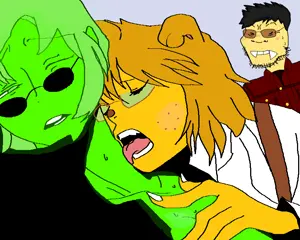 femjanny, soykio kid, glowie, 1soyjak, 2girls, angry, animal, asian, black eyes, black hair