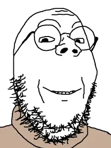 gapejak, wholesome soyjak, bookworm, 1soyjak, beard, clothes, eyebrows, forehead lines, glasses, looking at you