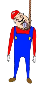 mario, bernd, hanging troonjak, troonjak, 1soyjak, ack, beard, black eyes, black mustache, bloodshot eyes