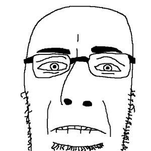 unknown, 1soyjak, bald, biting lips, bushy eyebrows, closed mouth, front view, glasses, horny, soyjak