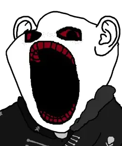 gapejak, impish soyak ears, tismjak, tismjak, 1soyjak, bald, black eyes, black jacket, bone, bones