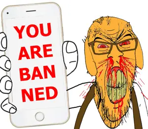 feraljak, feralrage, jannyjak, ban images, showing phone, 1soyjak, animal, ban, banned, beard