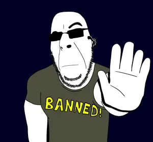 cobson, ban images, 1soyjak, ban, banned, beard, black background, clothes, glasses, guard