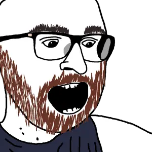 unknown, 1soyjak, beard, beta male, clothes, glasses, ign, looking to the right, mustache, open mouth