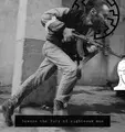 gigachad, soyak, 1nas, 1soyjak, ak-47, assault rifle, bald, beard, black and white, full body