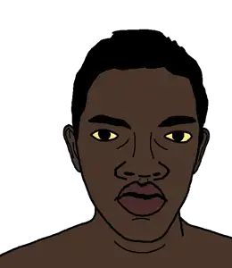 bu5tjak, ugly nigger, 1soyjak, angry, arm, big lips, black hair, black skin, deformed, distorted