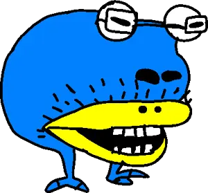 spotty bulbear, bulbjak, x inmigrants, alien, animal, bald, big lips, bird, blue skin, full body