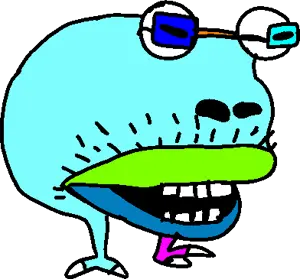 spotty bulbear, bulbjak, colorjak, alien, bald, big lips, colorful, full body, glasses, lips
