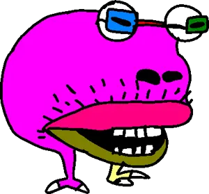 spotty bulbear, bulbjak, colorjak, alien, bald, big lips, colorful, full body, glasses, lips