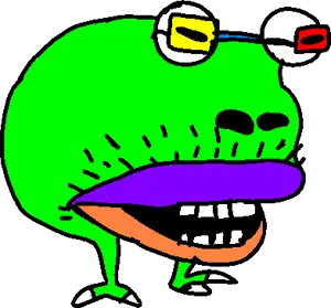spotty bulbear, bulbjak, colorjak, alien, bald, big lips, colorful skin, full body, glasses, lips