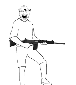 punkjak, 1soyjak, 30 caliber, 7.62x51mm, almost full body, arm, battle rifle, clothes, fabrique nationale, fal