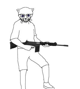 pupsektant, 1soyjak, 30 caliber, 7.62x51mm, almost full body, animal, animal ears, arm, battle rifle, beard