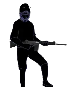 vakaba, gapejak, mustached gapejak, wholesome soyjak, 1soyjak, 30 caliber, 7.62x51mm, almost full body, arm, bald