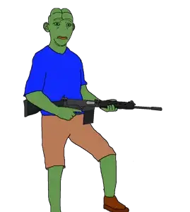 pepe, kuzjak, kuzepe, fusionjaks, 30 caliber, 7.62x51mm, almost full body, amphibian, animal, arm