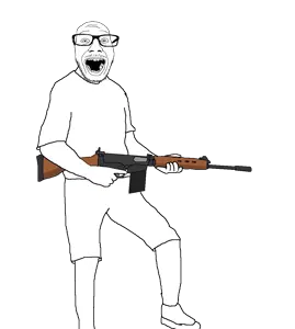 punkjak, 1soyjak, 30 caliber, 7.62x51mm, almost full body, arm, battle rifle, clothes, fabrique nationale, fal