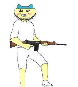mameson, almost full body, arm, battle rifle, blood, clothes, cracked teeth, ear, fabrique nationale, fal