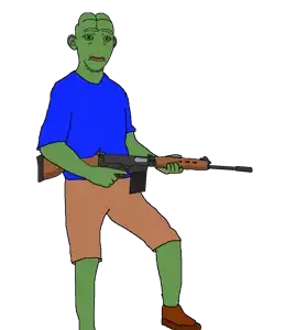 pepe, kuzjak, kuzepe, fusionjaks, 30 caliber, 7.62x51mm, almost full body, amphibian, animal, arm